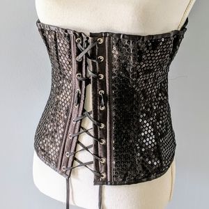 Leg Avenue Black Sequin Corset, L